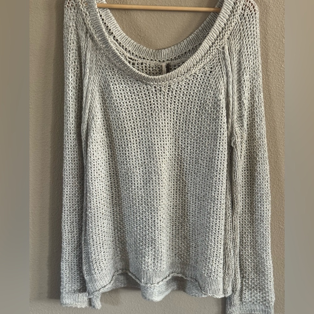 Free People Heather Gray Knit Sweater